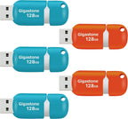[Gigastone] V10 128GB 5-Pack USB 2.0 Flash Drive Thumb Drive Memory Stick Pen Drive Retractable Design (Random Color)