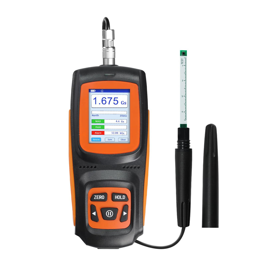 Gauss Meter ±1% High Precision Tesla Meter 0-2500mT 25000Gs Hall Sensor Magnetic Field Tester Data Storage USB Rechargeable TFT Display DC Field Measurement Device