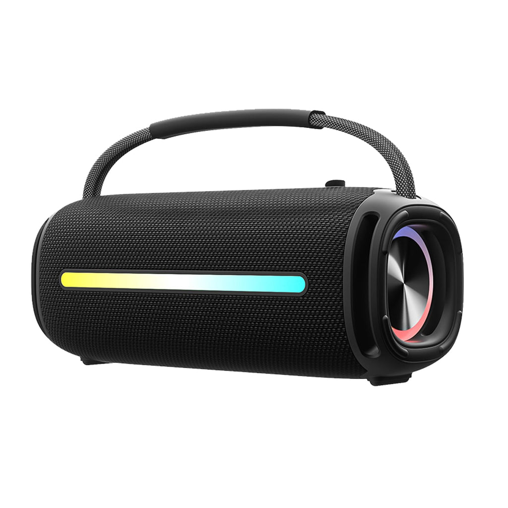 Bluetooth Speaker with 20W Deep Bass, Waterproof Wireless Outdoor Speaker with Colorful LED Lights, TWS Pairing, Loud Speaker for Party, Beach, Travel & Home (Black)