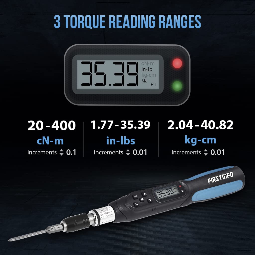 FIRSTINFO Digital Torque Screwdriver, 20-400 cNm / 1.77-35.39 in-lb