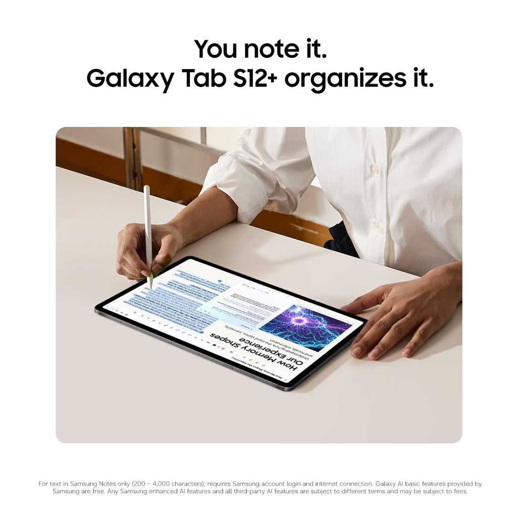Samsung Galaxy Tab S12+ 512GB WiFi Android Tablet, Galaxy AI, IP68, Silver