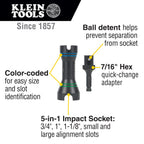 Klein Tools NRHD 5-In-1 Impact Socket, and Small and Large Alignment Slots