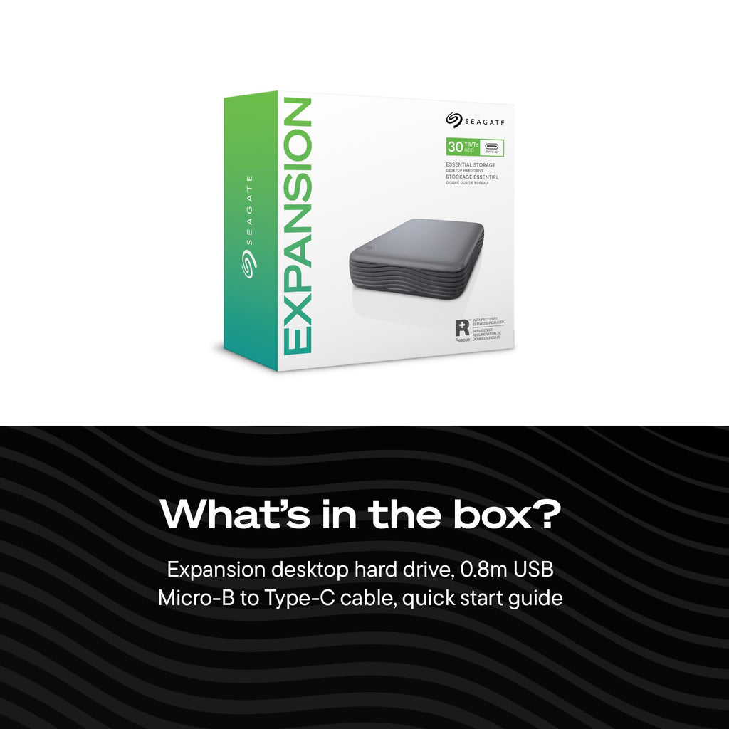 Seagate 8TB Expansion Desktop Hard Drive | MicroB to USB-C (STNP8000400)