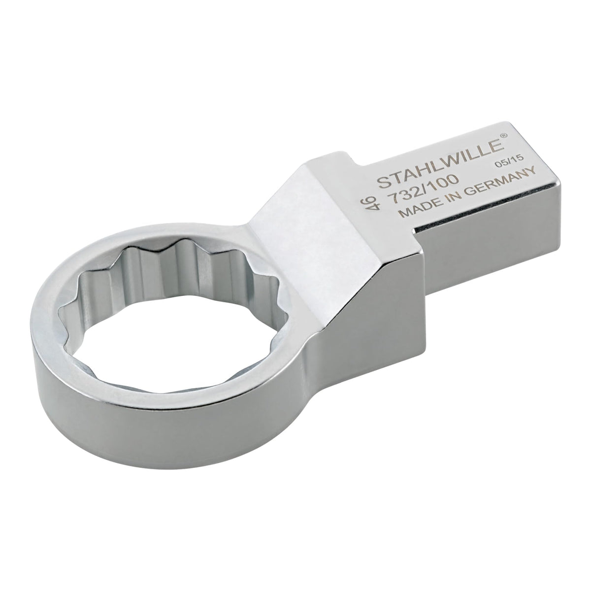 Stahlwille 58221046 46mm Ring Insert Tool for Torque Wrenches, 22mm x 28mm Drive, Chrome-Plated Finish, Bi-Hex Profile, AS-Drive, Secure Fixation - Made in Germany