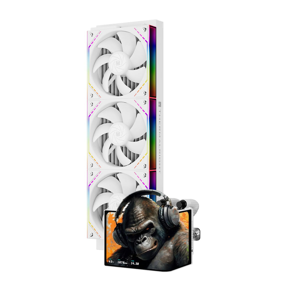 Thermalright Levita Vision 360 ARGB White CPU Water Cooler,6.67-in Magnetic Curved Screen with 2400x1080 Resolution,Building Block Splicing Fan-2000RPM,CPU Cooler for AM4/AM5, Intel lga1700/1851