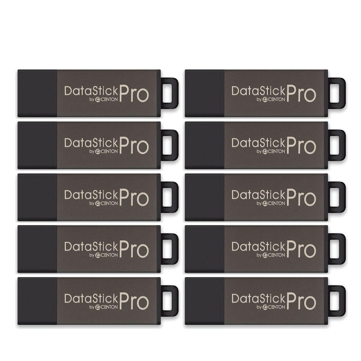 Centon Electronics DataStick Pro USB 2.0 Flash Drive, 2 GB, 50 USB Flash Drives, 50 Bulk Pack, Grey