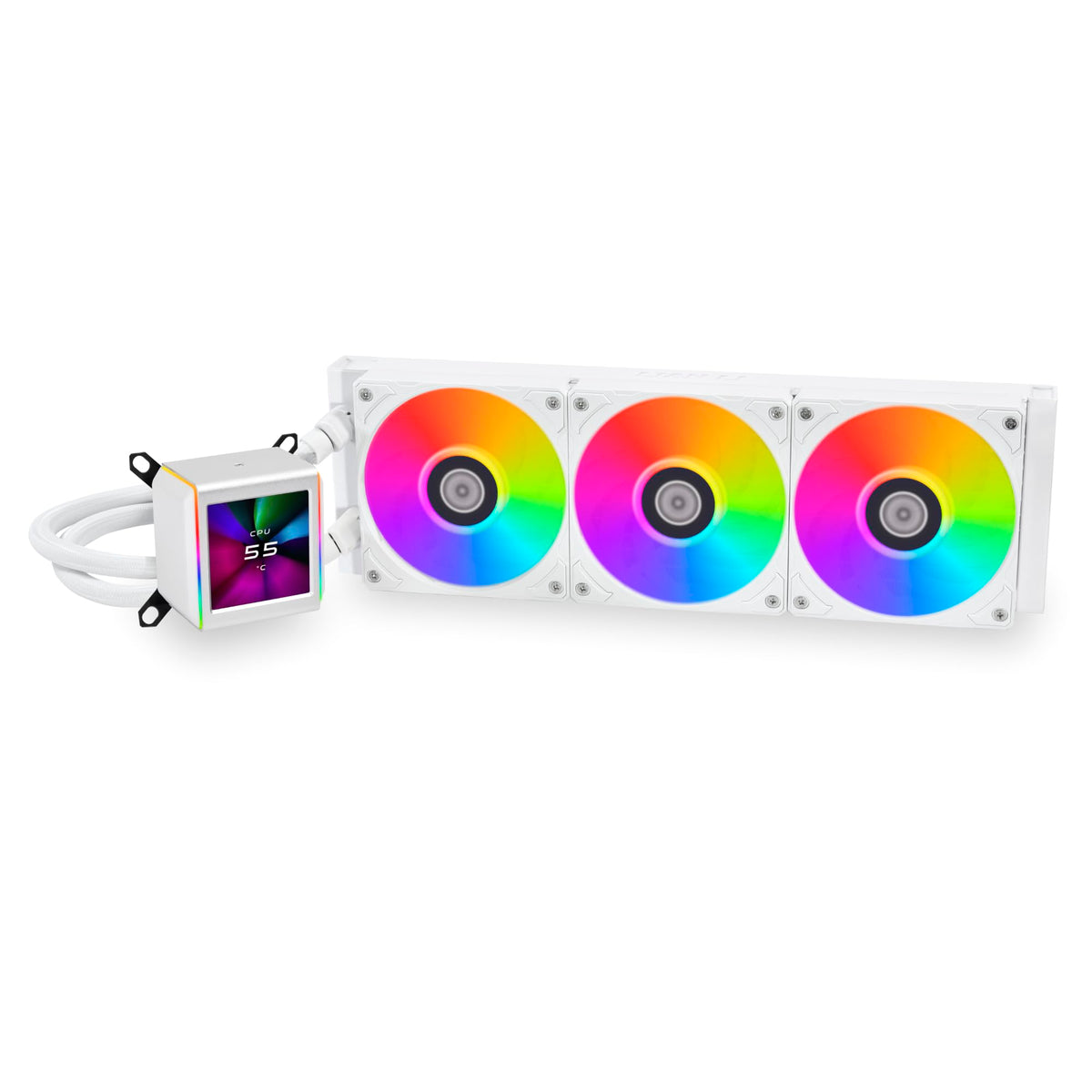 LIAN LI Galahad II LCD 360 AIO CPU Cooler, 2.88" IPS, ARGB Fans, White