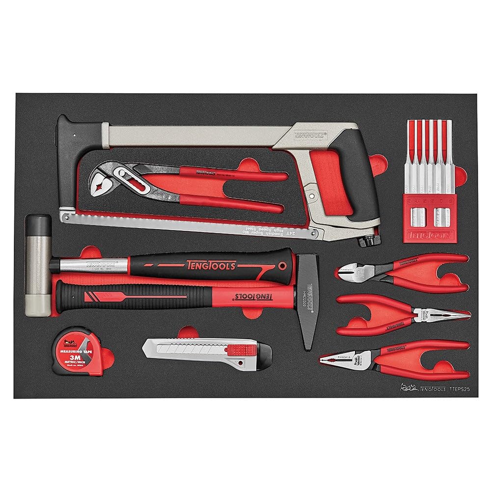 Teng Tools 25 Piece General Tool Kit Foam Tray Hacksaw Pliers Hammers