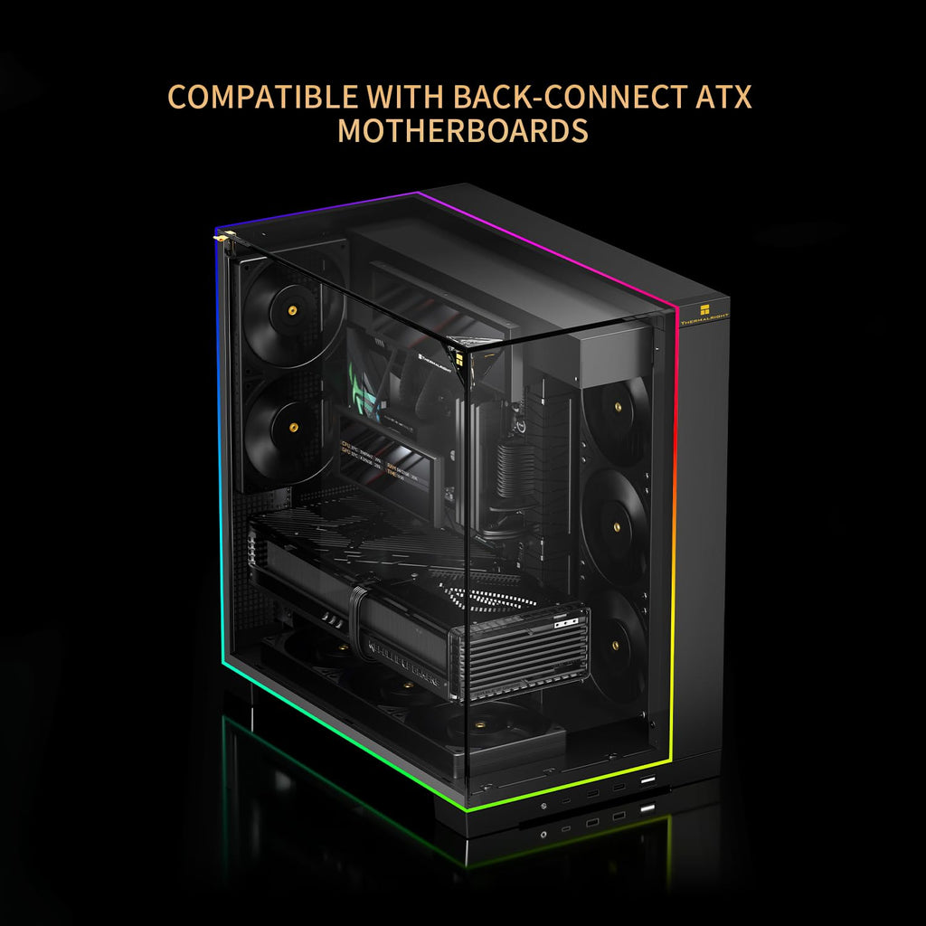 Thermalright A70 Vision ATX Gaming case |Three Sides Without Stands,Panoramic Glass Panel |8 Fan Slots |Tower-Style Computer case |Equipped with Type-C Interface |Comes with a 9.16-inch LCD Display |