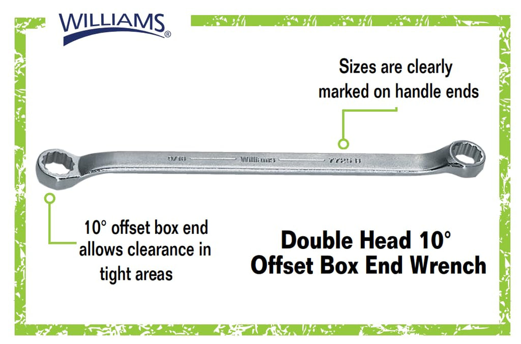 Williams WS-7707 7-Piece Double Head 10-Degree Offset Box End Wrench Set