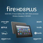 Amazon Fire HD 8 Plus tablet, 8” HD Display, 32 GB, 30% faster processor, 3GB RAM, wireless charging, (2022 release), Gray