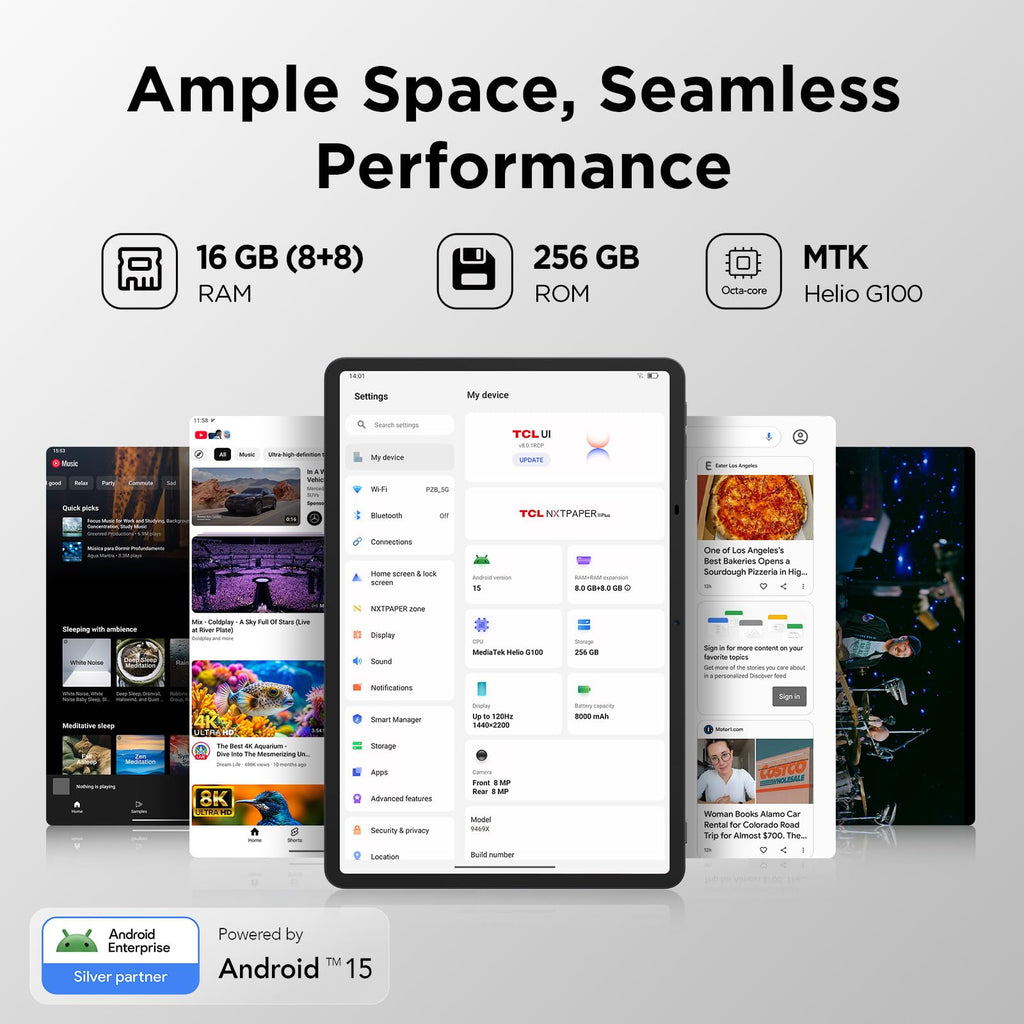 TCL NXTPAPER 11 Plus Android Tablet, 11.5" 2.2K 120Hz Display, 8+256GB