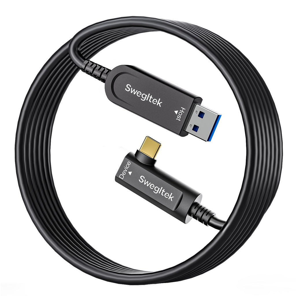Fiber Optic USB C Cable Right Angle(50ft),10Gbps High Speed Data Transfer USB A to Type C Cable,Compatible with Cameras,Webcams,VR,AR for Collaborative Meetings,Smart Classroom,Data Center