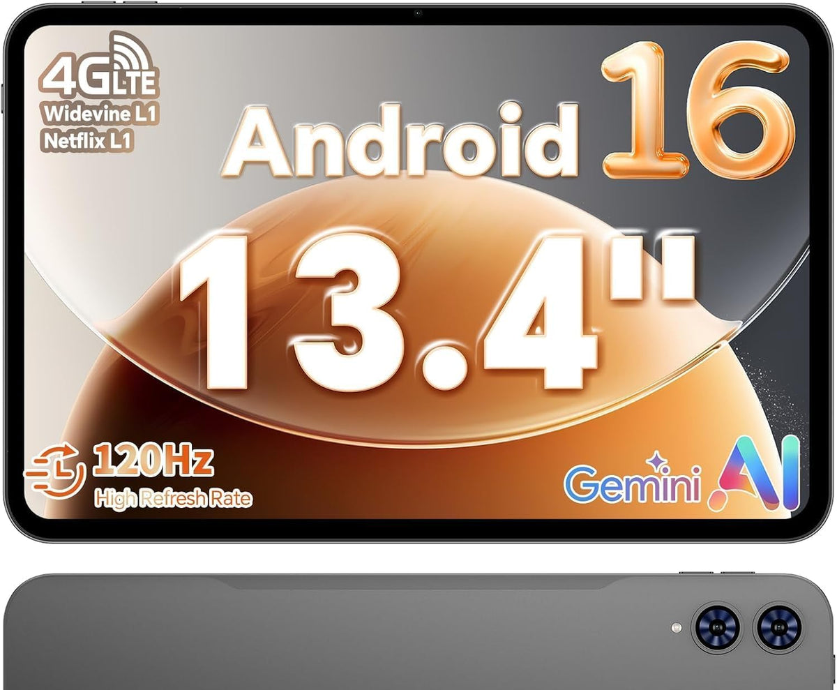 TECLAST T65 13.4" Android16 4G Tablet, 26GB+128GB 120Hz Widevine L1