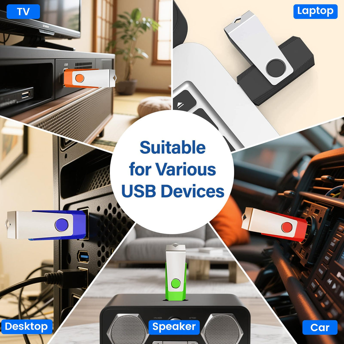 4GB Flash Drive 50 Pack, Wooolken USB 2.0 Thumb Drives Memory Stick