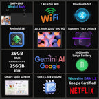 2026 10 Inch Tablet, Android 16 Tablet with Keyboard, 26GB+256GB+2TB Expand