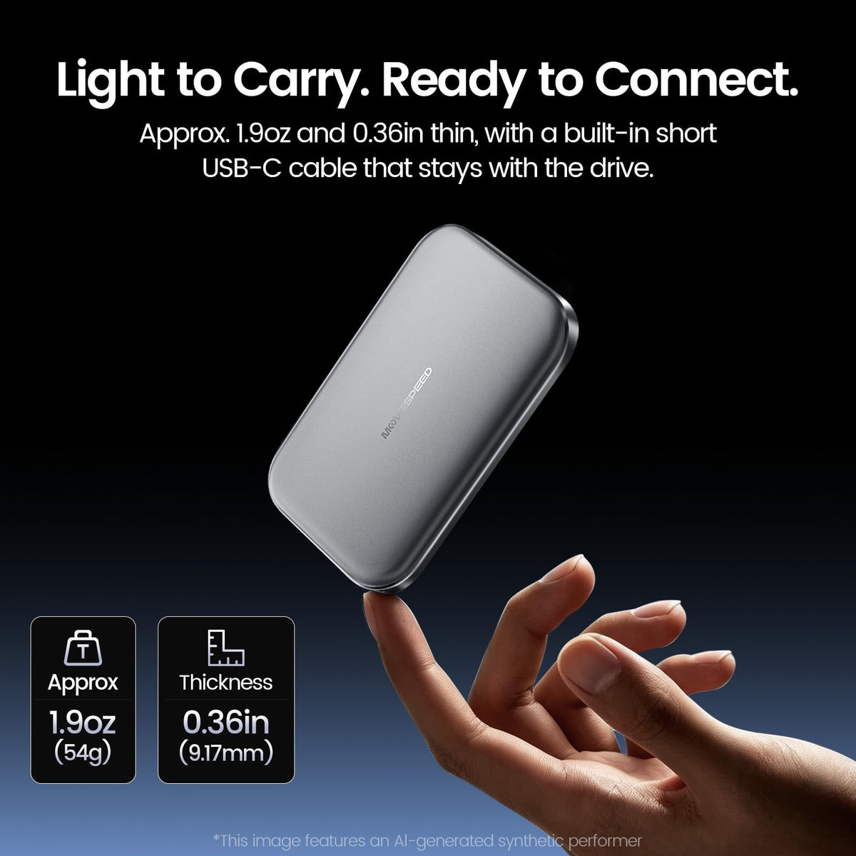 MOVE SPEED 1TB SSD External Hard Drive USB 3.2 Gen 2x2 Up to 2000MB/s Magnetic External SSD with Type C Cable for ProRes 4K Video iPhone 18/17/16/15, Android Phone, Windows, Mac