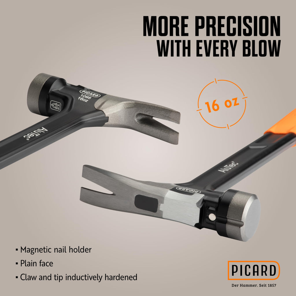 PICARD AluTec Framing Hammer 780g – Hybrid Aluminum & Forged Steel Head, Smooth Face, Low Vibration Ergonomic Grip, German-Made Premium Carpenter Tool – 0109500-16