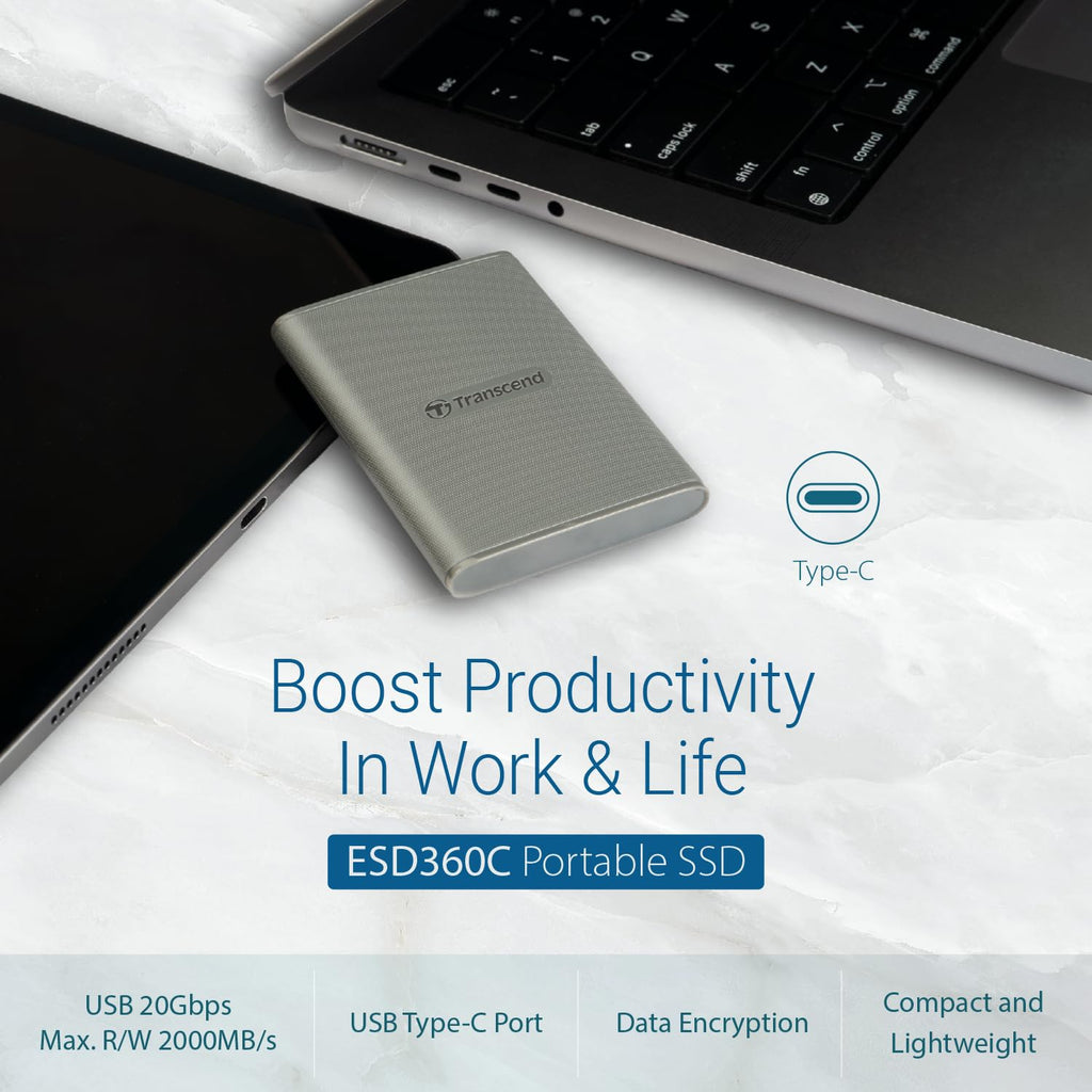 Transcend 1TB ESD360C Portable SSD Up to 2000MB/s USB3.2 Gen2x2, Type-C