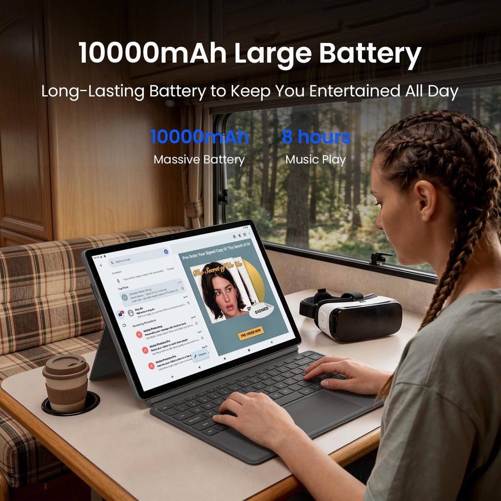 Maxsignage 14 inch Large Screen Tablet, 2026 Android 16 Tablets, 8GB RAM+128GB ROM(1TB Expandtion), 10000mAh Battery 18W Charging, 1920 * 1200 IPS FHD Display Large tableta, WiFi 6 & Bluetooth