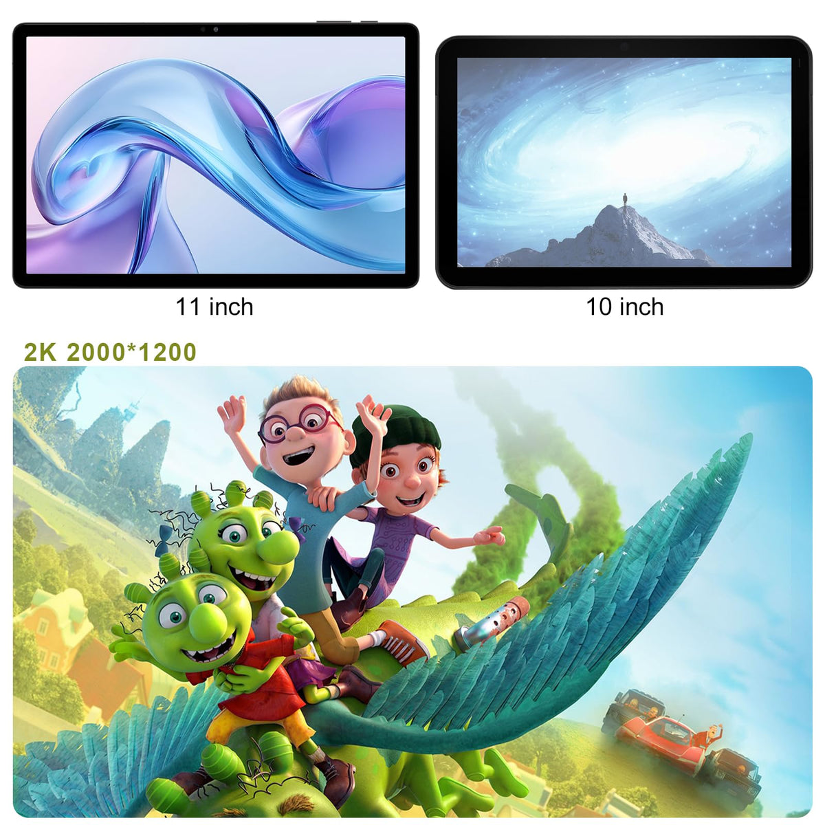 2026 Gemini AI 11 inch Android Tablet 2000 * 1200 2K Display 2 in 1 Tablets, T616, 18GB RAM+128GB ROM+1TB Expand, 5+5+13MP Camera, 9000mAh, 4 Speakers, 5G WiFi, Tablet With Keyboard, Stylus, Case