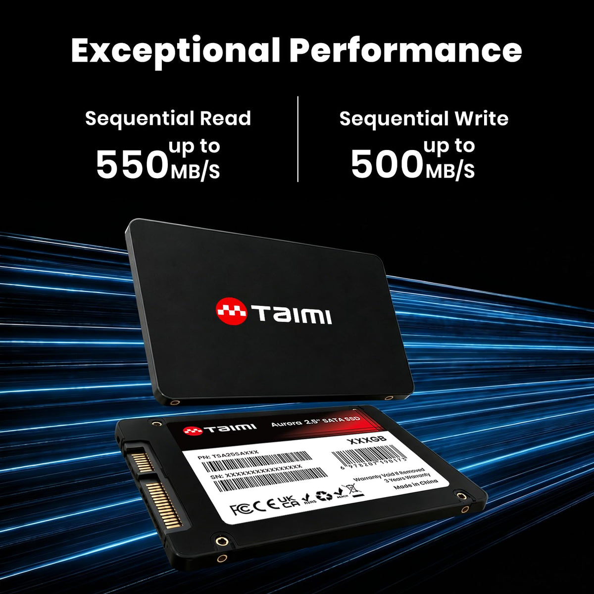 TAIMI 1TB 2.5 Inch SSD SATA III Internal Solid State Drive - Up to 550MB/s, 3D NAND TLC, High-Speed Storage Upgrade for Laptop, Desktop, PC (1, TB)