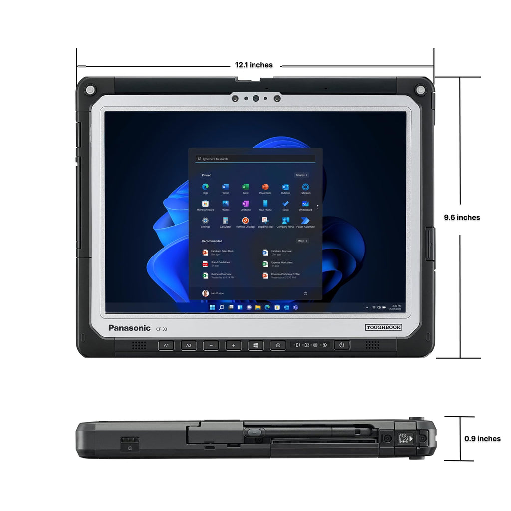 Panasonic Toughbook 33 MK1 Rugged Tablet, i5-7th Gen, 12-Inch QHD 2160x1440 Touchscreen, 8GB RAM, 256GB SSD, Windows 11 Pro (Renewed)