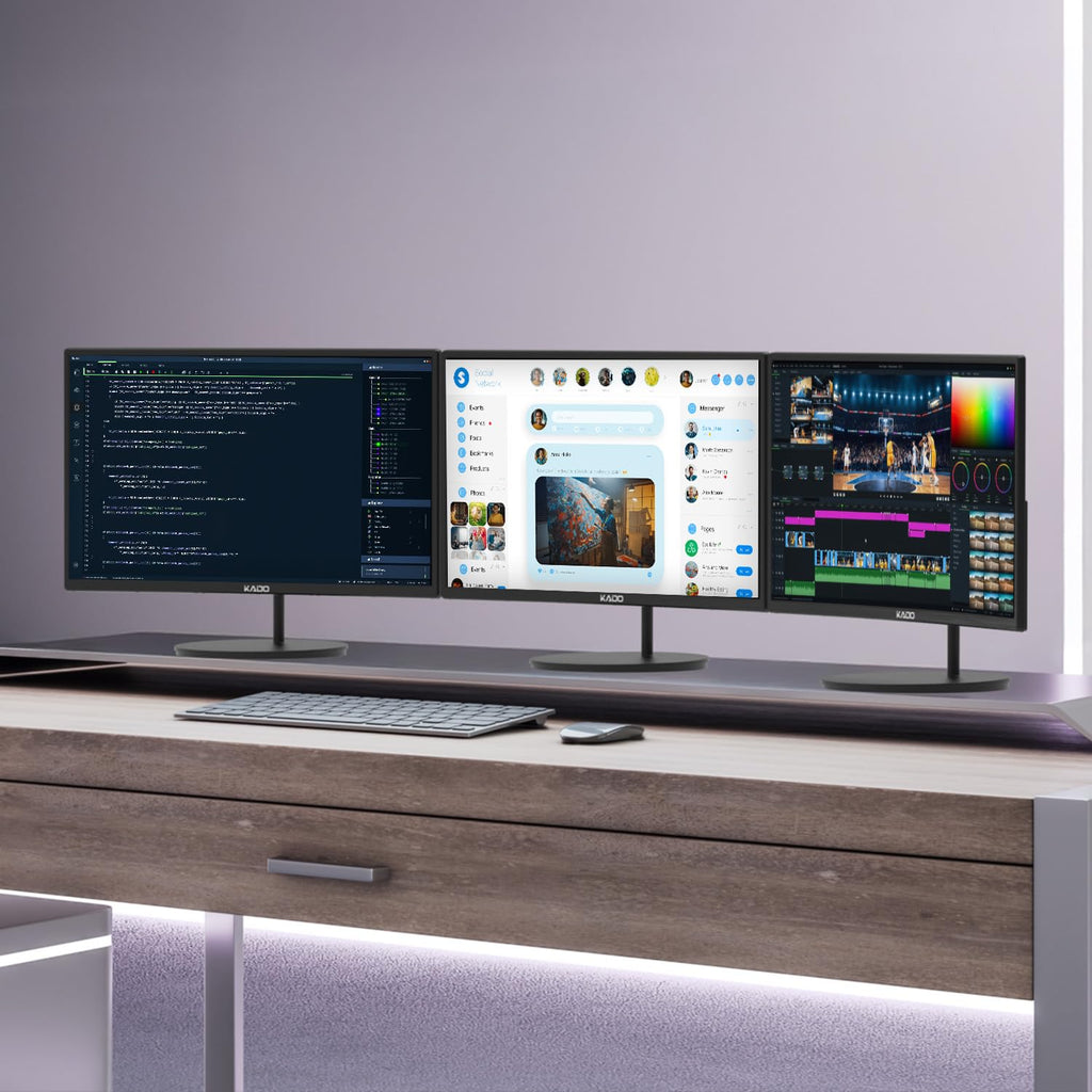Kado 3-Pack Trio 27" Curved 1500R 1920x1080 75Hz FHD Computer Monitor