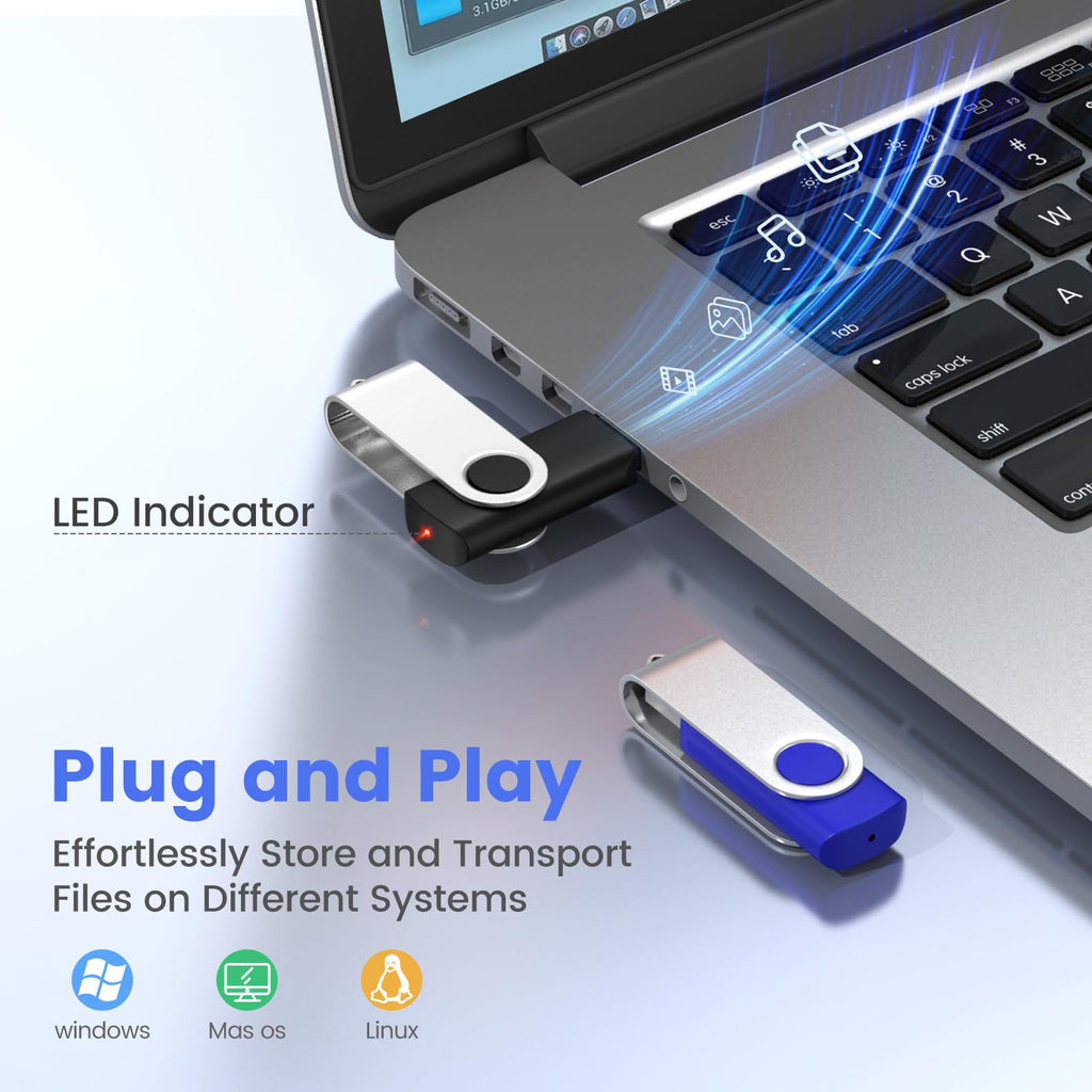 128MB Flash Drive 100 Pack, USB 2.0 Memory Stick with Lanyards