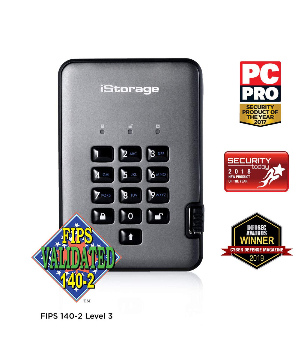 iStorage diskAshur PRO2 HDD 500GB | Secure Portable Hard Drive | FIPS Level 3 certified | Password Protected | Dust/Water-Resistant | Hardware encryption Visit the iStorage Store