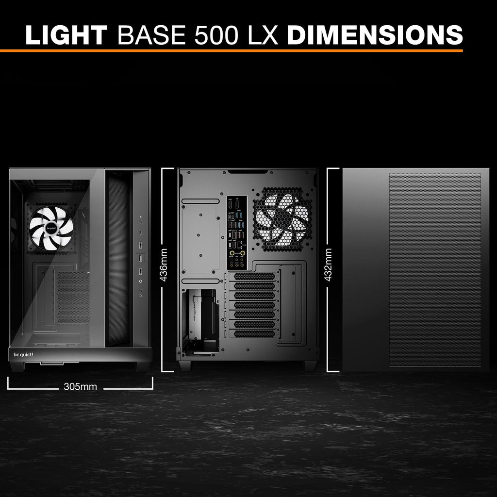 be quiet! Light Base 500 LX Black PC Case, Fully Windowed Front and Side