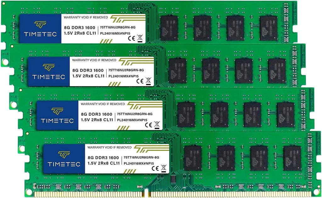 Timetec 80GB KIT(10x8GB) DDR3 1600MHz (DDR3-1600) PC3-12800 (PC3-12800U) Non-ECC Unbuffered 1.5V CL11 2Rx8 Dual Rank 240 Pin UDIMM Desktop PC Computer Memory RAM(SDRAM) Module Upgrade