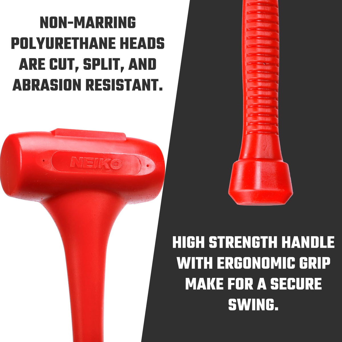 NEIKO 02882B 12 Lb Dead Blow Hammer, 36-1/2” Long, Red, Unibody Molded, Ergonomic Textured Handle, Spark and Rebound Resistant, One Piece Steel Core, 3 Inch Head