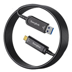 Fiber Optic USB C Cable Right Angle(50ft),10Gbps High Speed Data Transfer USB A to Type C Cable,Compatible with Cameras,Webcams,VR,AR for Collaborative Meetings,Smart Classroom,Data Center