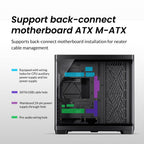 JONSBO TK-4 Black ATX PC Case,Separated Cabinet Mid Tower Computer Case,Bi-Bent Surround View Glass,Aluminum Alloy, Support Micro/ATX, SP Back-Connect(BTF) MB /460GPU/200PSU,Type-C Jack, Black