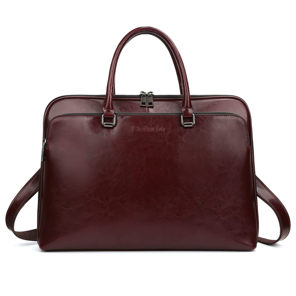 Blofinche Laptop Messenger shoulder bag: Genuine Leather work Briefcase 13.3 15.6 inch designer Satchel handbag