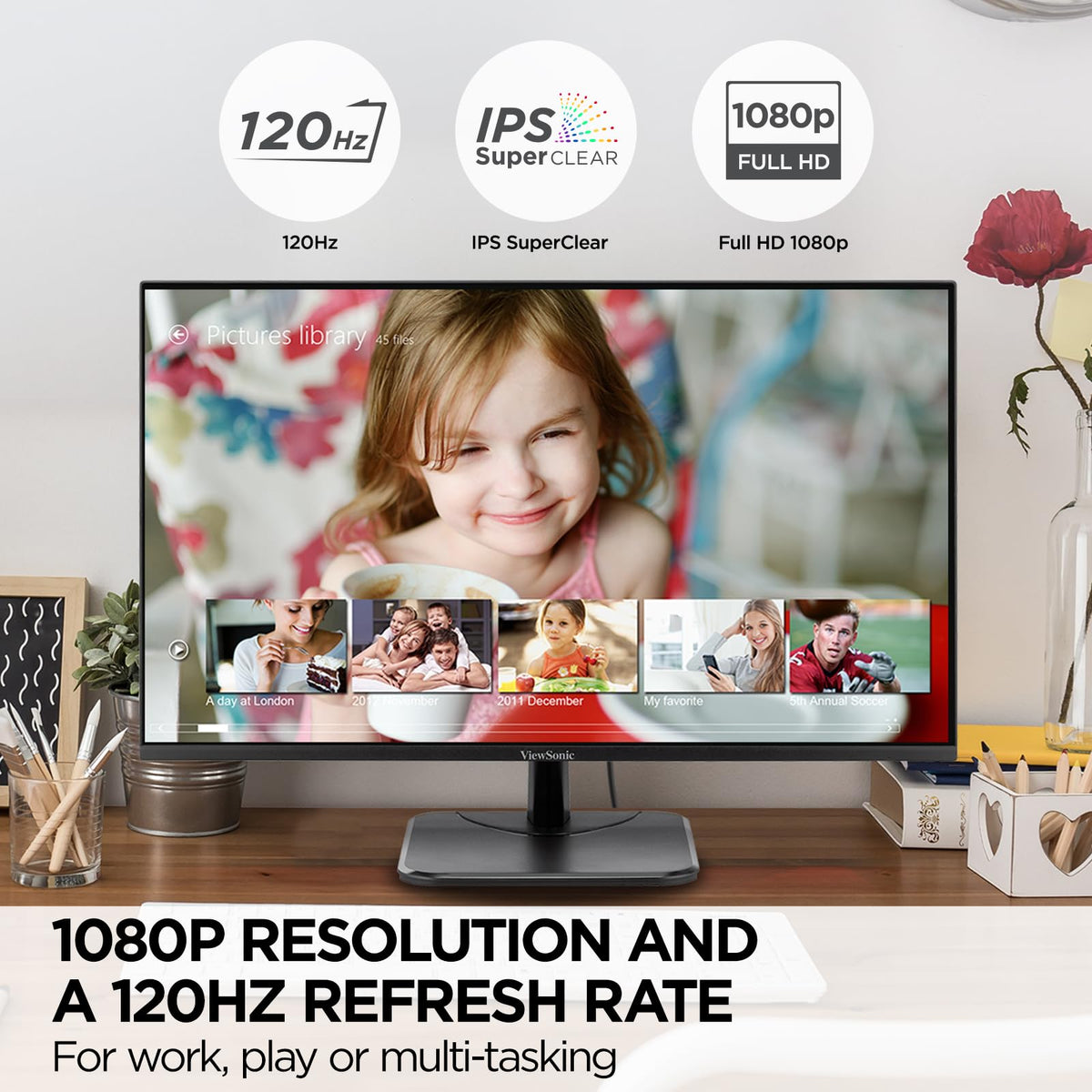 ViewSonic VA2756A-MHD 27 Inch Full HD Computer Monitor, IPS 120Hz Display
