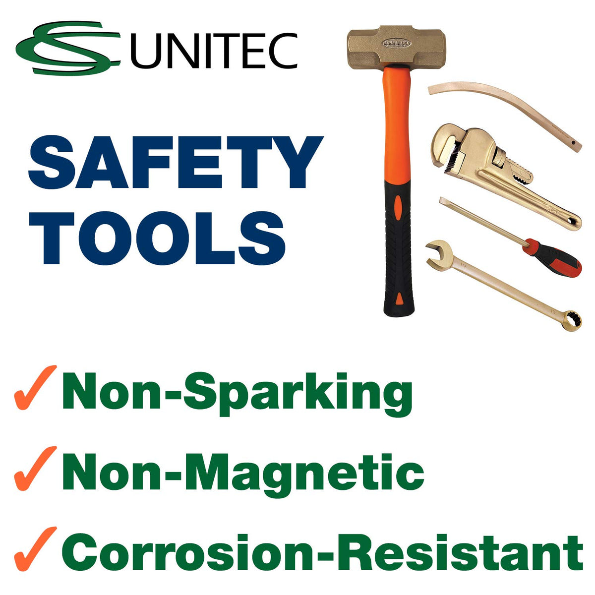 CS Unitec | Non-Sparking & Non-Magnetic Aluminum Bronze Impact Socket Set | 1-7/16 inch 6 Point Socket, 3/4 inch Drive