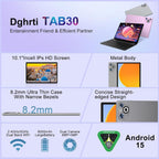 10.1 Inch Android Tablet, Full Metal Body, 30GB RAM+128GB ROM, 2TB TF Expandable, 8000mAh Battery, Incell IPS Display, 5G WiFi BT 5.0, Tablet with Keyboard & Mouse, Gray