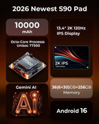 HNVHNV 13.4 inch Android 16 Tablet with Gemini AI, T7300 Octa-Core