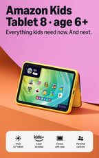 Amazon Kids Tablet 11 (newest model), Ages 6-12, 11" 2.5K display, 8GB RAM, Includes 1-year Kids+ content subscription, Parental controls, and Stellar Swirl slim hard case