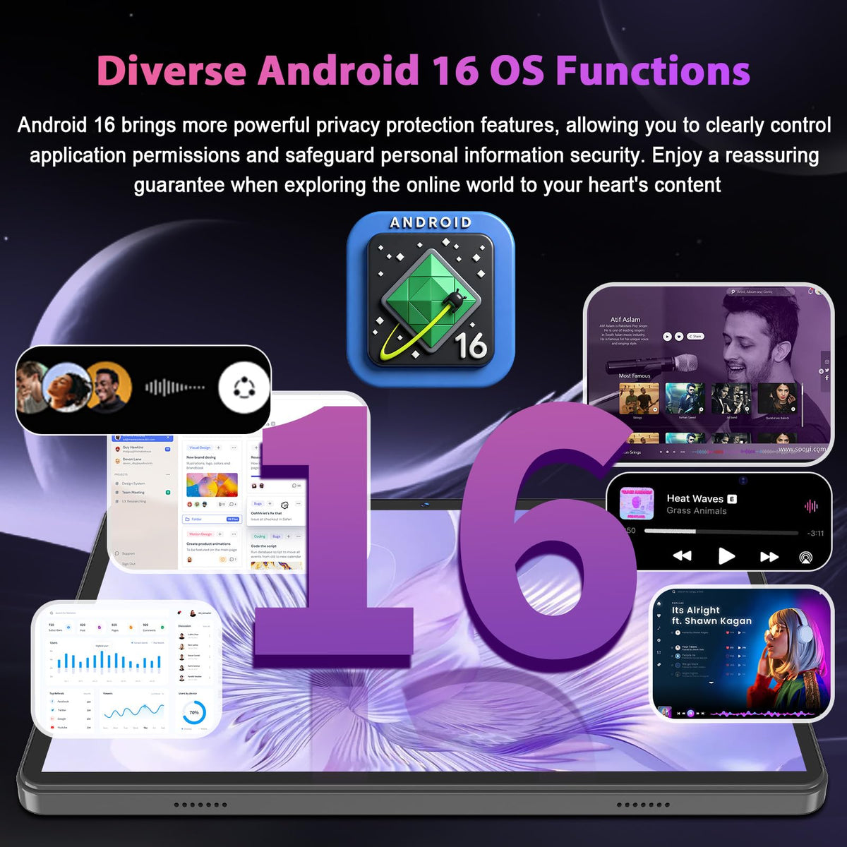 2026 Android 16 Tablet with Keyboard - 10 inch Electronics Tablet (Silver)