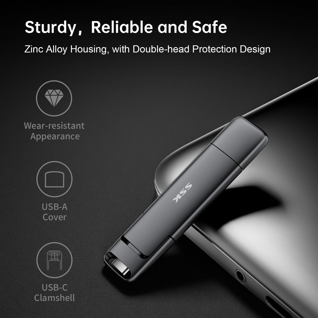 SSK 1TB External SSD Drive up to 550MB/s Dual USB C+A 3. 2 Thumb Drive