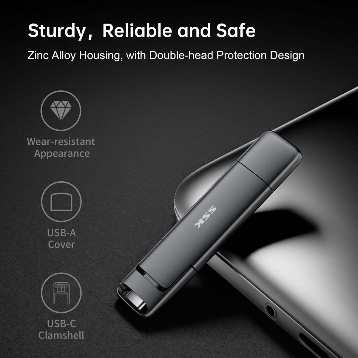 SSK 1TB External SSD Drive up to 550MB/s Dual USB C+A 3. 2 Thumb Drive