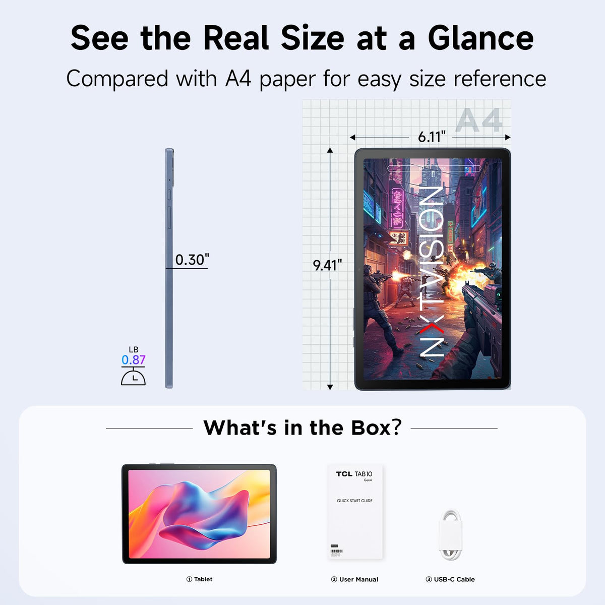 TCL TAB 10 Gen 4 Android Tablet, 10.1" FHD Display, 4+128GB