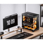 JONSBO TK-4 Black ATX PC Case,Separated Cabinet Mid Tower Computer Case,Bi-Bent Surround View Glass,Aluminum Alloy, Support Micro/ATX, SP Back-Connect(BTF) MB /460GPU/200PSU,Type-C Jack, Black