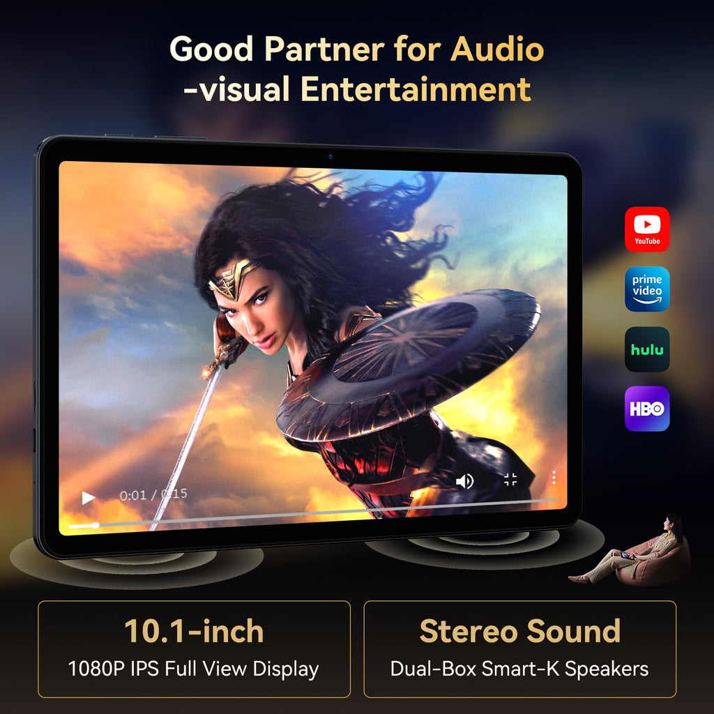 TABWEE 10 Inch Android 16 Tablet with Keyboard,18GB+128GB, 2TB Expand, Widevine L1 Compatible Octa-Core Tablets with 5G WiFi, 1080P Display, 6000mAh, AI Camera, for Gaming, 4 Years Warranty