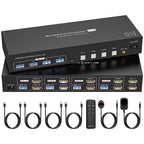 USB C KVM Switch 2 Monitors 2 Computers HDMI 4K60Hz EDID KVM Docking Station for 1 Laptop 1 Desktop Share Dual Monitor 13 in 1 Dock
