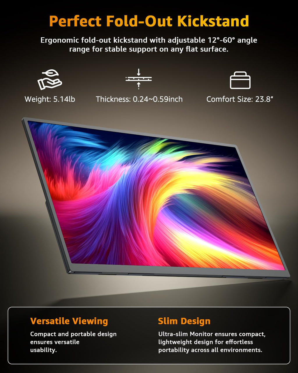 Yodoit 24'' 144Hz Portable Monitor 145%sRGB QLED 450Nits Gaming Monitor