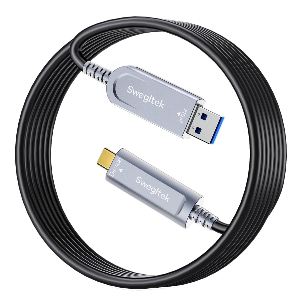 Fiber Optic USB C Cable Right Angle(50ft),10Gbps High Speed Data Transfer USB A to Type C Cable,Compatible with Cameras,Webcams,VR,AR for Collaborative Meetings,Smart Classroom,Data Center